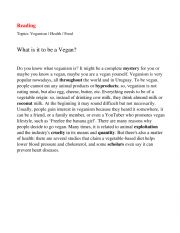 English Worksheet: What Is Veganism