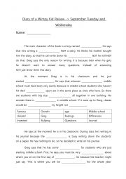 English Worksheet: Diary of A Wimpy Kid 