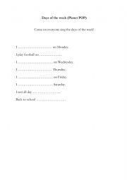 English Worksheet: Days of the week - fill the gaps