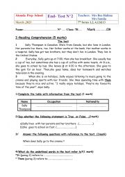 English Worksheet: End test 2 7th form
