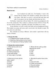 English Worksheet: Past simple and continuous, future exam 