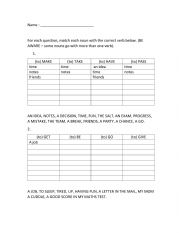 English Worksheet: Verbs and nouns that go together