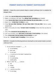 English Worksheet: Present simple or continuous