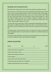 English Worksheet: Reading and comprehension