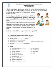 English Worksheet: daily routine 