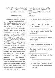 English Worksheet: IN ON OR AT