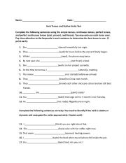 English Worksheet: Verb Tenses and Stative Verbs Test