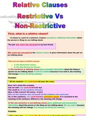 English Worksheet: Relative Clause: Restrictive Vs Non-Restrictive