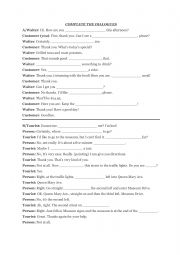 English Worksheet: at the restaurant and asking the way dialogues