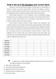 English worksheet: Find the mistakes