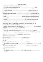 English Worksheet: past perfect tense