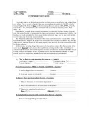 English Worksheet: Reading quiz 