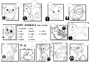 English Worksheet: Baby animals and their tracks