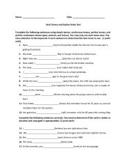 English Worksheet: Verb Tenses and Stative Verbs Test #2