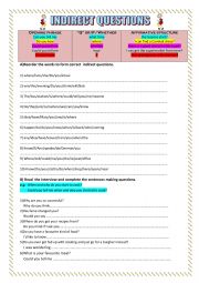 English Worksheet: Indirect questions