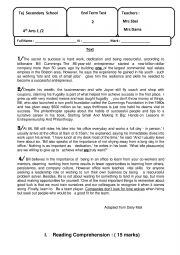 English Worksheet: END TERM TEST 2 4TH ARTS ( Tunisian students)