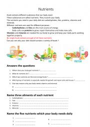 English Worksheet: Nutrition