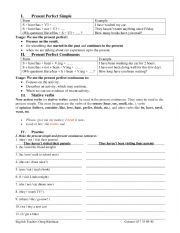 English Worksheet: Present Perfect Simple vs Perfect Continuous