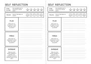 English Worksheet: Self-Reflection for the End of Term
