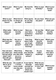 English Worksheet: all about me game