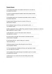 English Worksheet: clauses of purpose