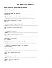 English Worksheet: Sentence transformation