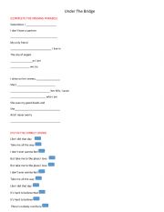 English Worksheet: Under The Bridge