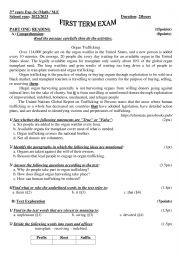 English Worksheet: organ trafficking