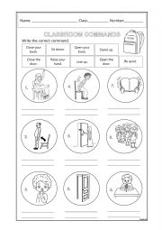 English Worksheet: Classroom Commands