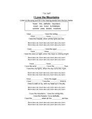 English Worksheet: I Love the Mountains