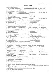 English Worksheet: MODAL VERBS