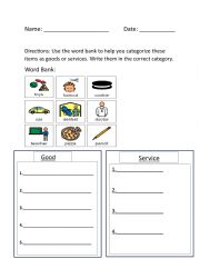 English Worksheet: Goods and Services