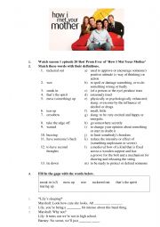English Worksheet: How I Met Your Mother Season 1 Episode 20 Best Prom Ever