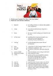 English Worksheet: How I Met Your Mother Season 1 Episode 19 