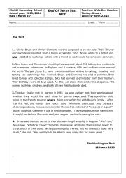 English Worksheet: End Term Test N2 (1st form)