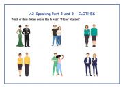 English Worksheet: A2 KEY Cambridge Speaking Exam Part 2 and 3 - CLOTHES