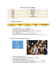 English Worksheet: Friends episode 1 SEASON 1