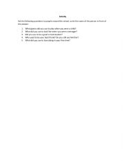 English Worksheet: Past Habits Interview