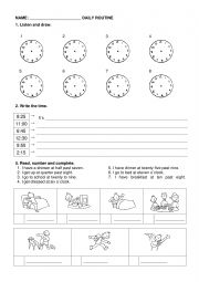 English Worksheet: Daily routine
