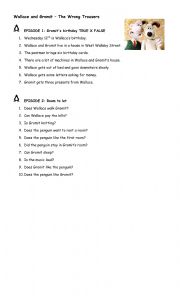English Worksheet: Wallace and Gromit  The Wrong Trousers