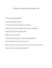 English Worksheet: TEACHING AND ASSESSING RECEPTIVE SKILLS IN EFL