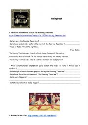 English Worksheet: Webquest about the Roaring Twenties