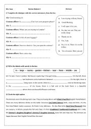 English Worksheet: Review for mid-term test 2 7th form