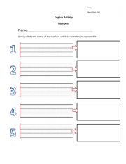 English Worksheet: numbers writing 1 o  5 