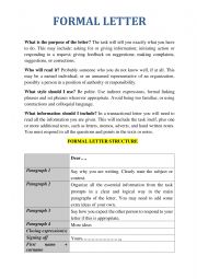 English Worksheet: formal letter structure