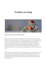 English Worksheet: Robots Comprehension Reading Passage