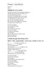 English Worksheet: Changes - David Bowie