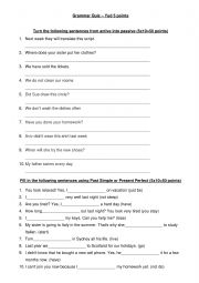 English Worksheet: passive and perfect tense 
