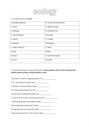 English Worksheet: Ecology - vocabulary