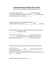 English Worksheet: Australian High School Life